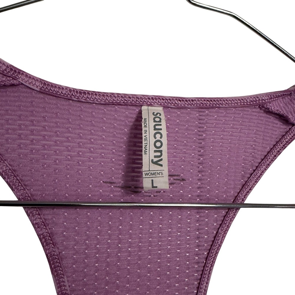 Saucony Womens Racerback Tank Top Purple Swirl Athletic Workout Gym Size L - Picture 6 of 12